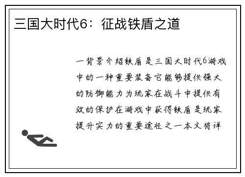 三国大时代6：征战铁盾之道